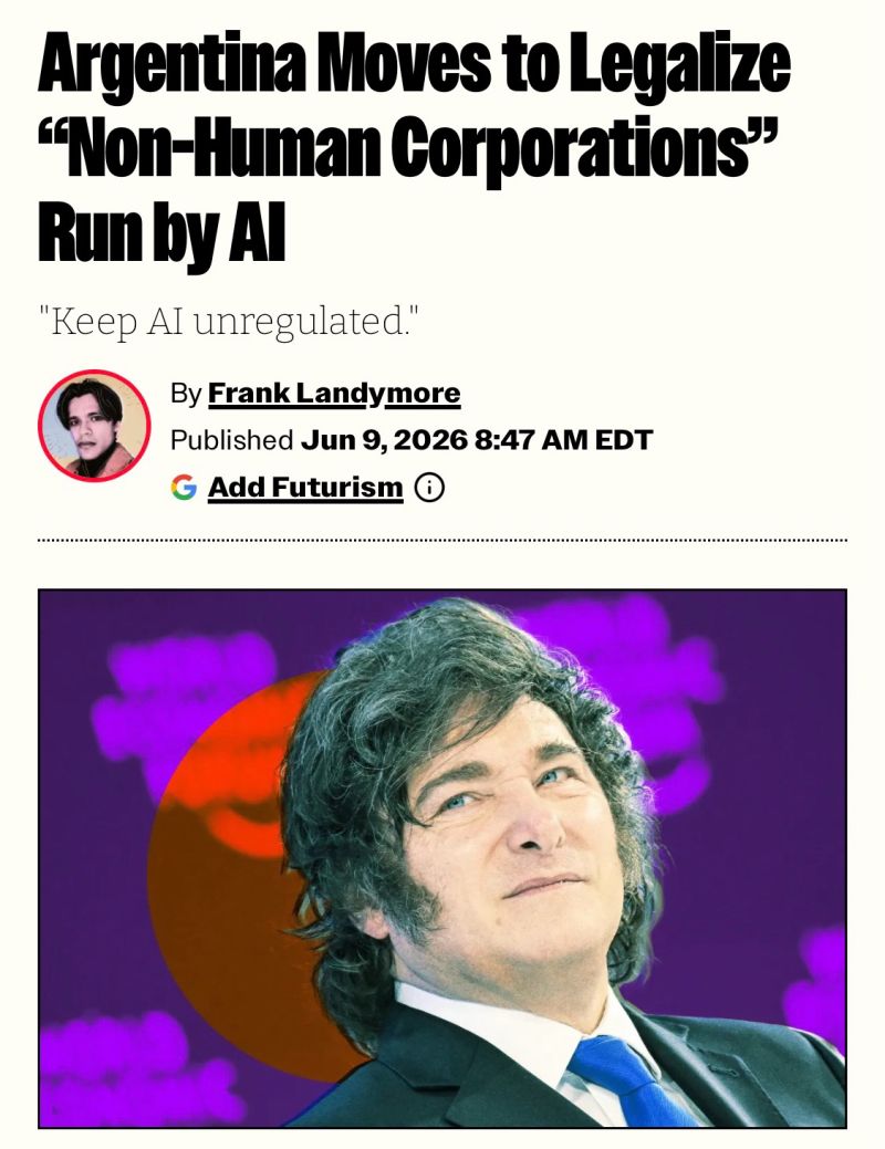 Argentina Moves to Legalize “Non-HumanCorporations” Run by AI