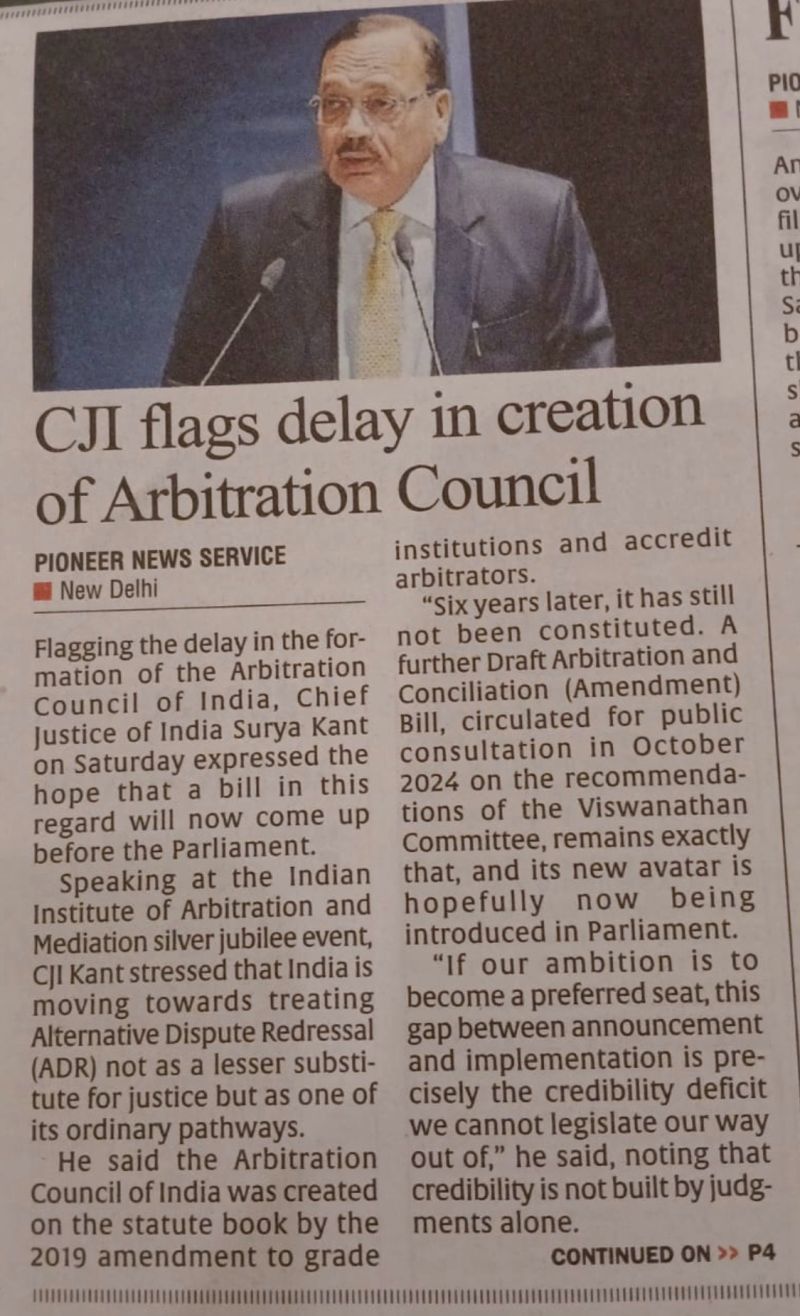 CJI flags delay in creation of Arbitration Council