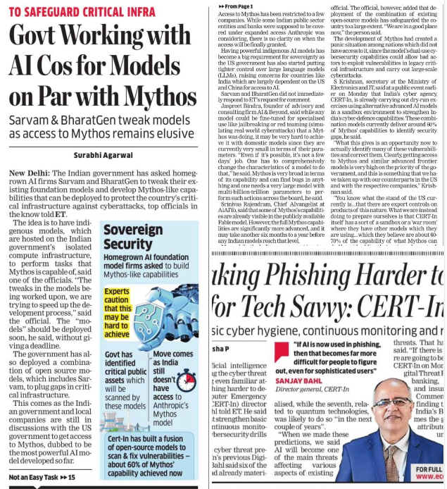 Govt Working with AI Cos for Models on Par with Mythos